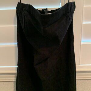 Abercrombie & Fitch NWT Strapless Smocked Linen-Blend Midi Dress Black Small P